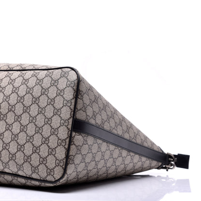 Gucci GG Supreme Monogram Web Large Zippered Tote Beige Black 18 of 20