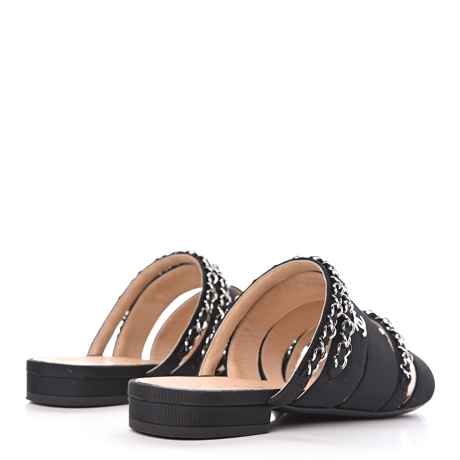 Chanel Grosgrain Chain Sandals 36 Black 4 of 11