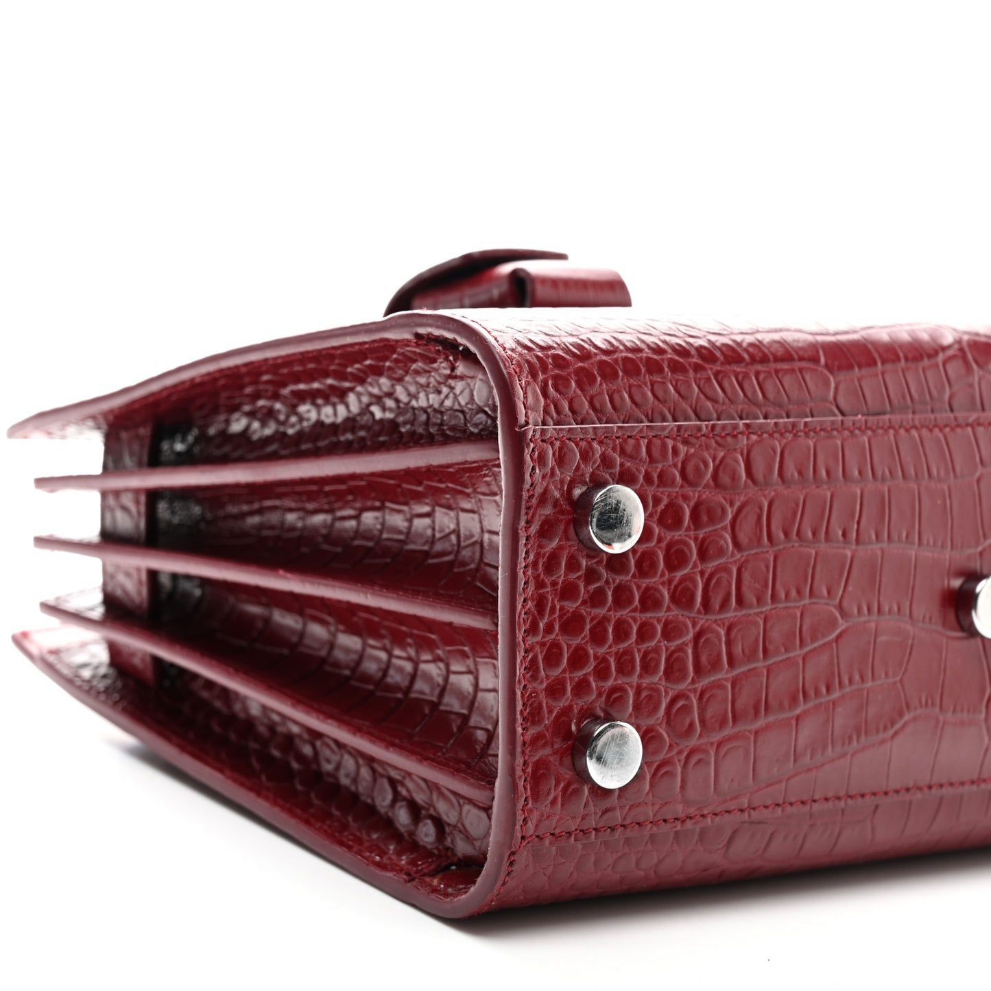 Calfskin Crocodile Embossed Nano Sac De Jour Red