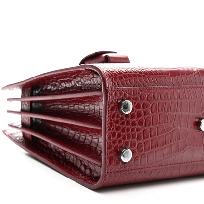 Saint Laurent Calfskin Crocodile Embossed Nano Sac De Jour Red 9 of 10