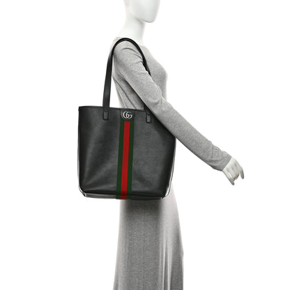 Gucci Textured Dollar Calfskin Web Medium Ophidia Tote Bag  Black 2 of 10