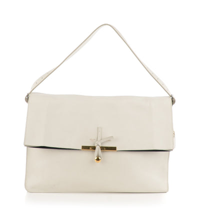 Celine Calfskin Large Clasp Shoulder Bag White 1 of 11