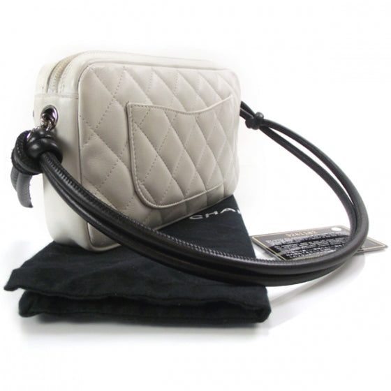 Chanel Calfskin Quilted Cambon Pochette White Black 3 of 11