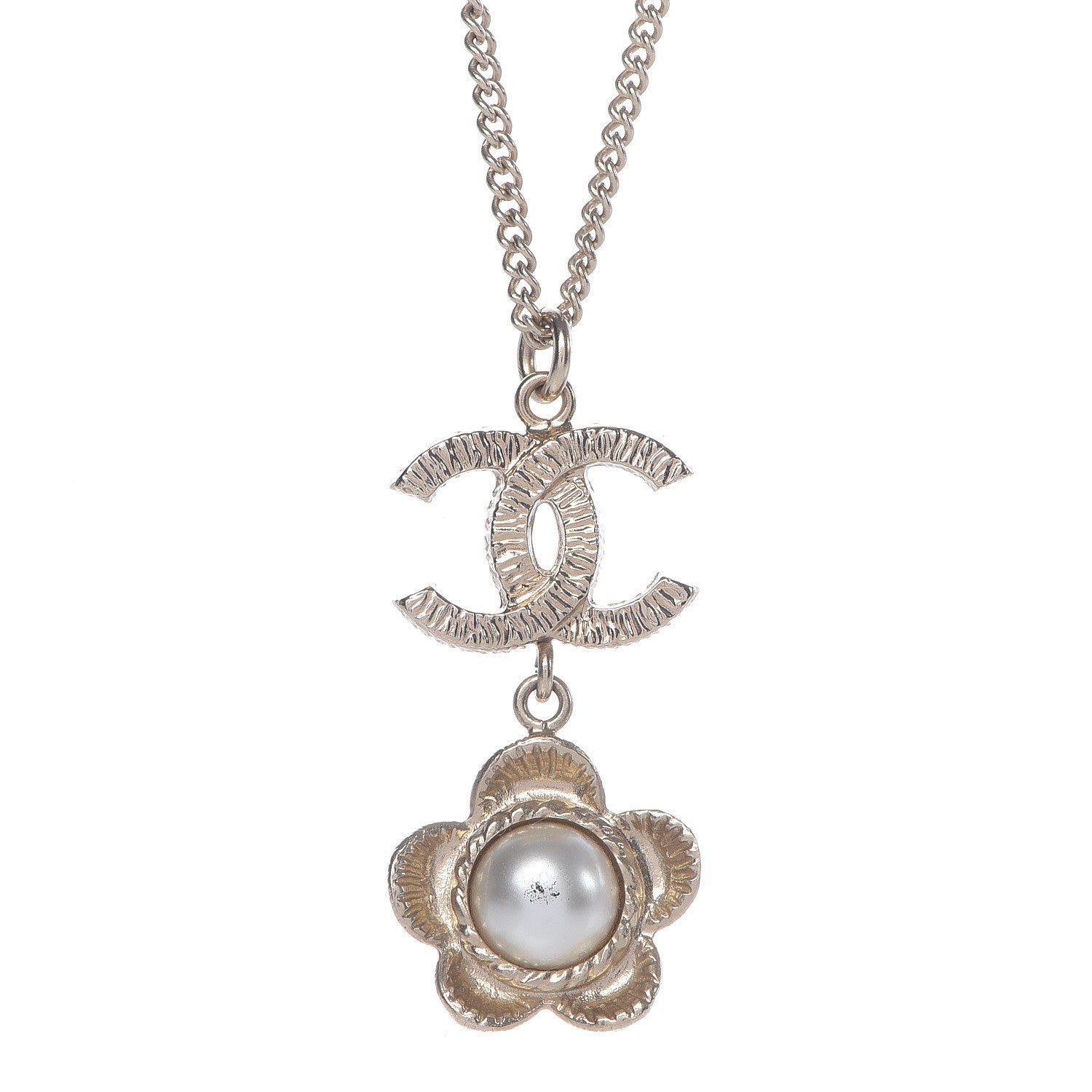 Chanel Pearl CC Camellia Pendant Necklace Gold 5 of 7
