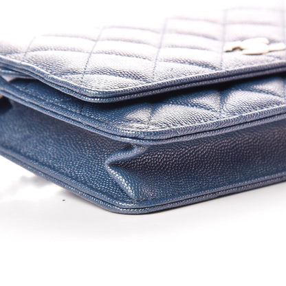 Chanel Iridescent Caviar Quilted Wallet on Chain WOC Dark Blue 5 of 11
