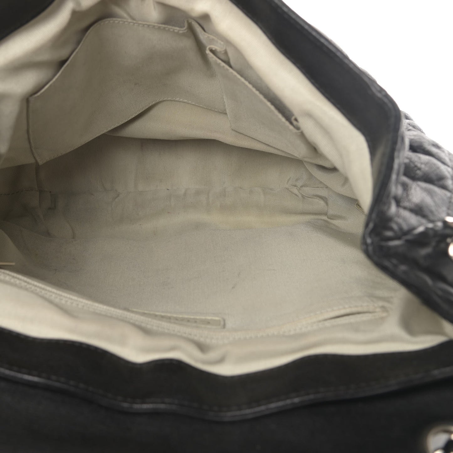 Washed Lambskin Quilted Large Chain Around Flap Black