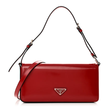 Prada Spazzolato Femme Flap Shoulder Bag Scarlatto Black 1 of 9
