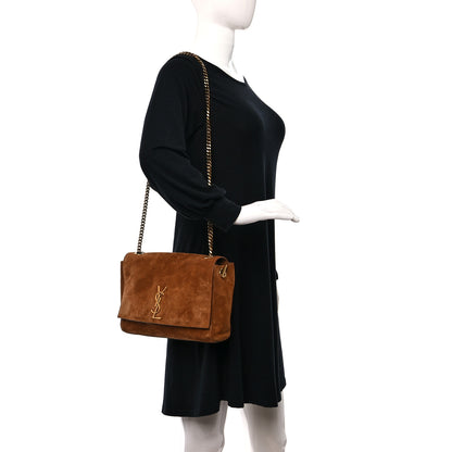 Saint Laurent Smooth Calfskin Suede Medium Reversible Monogram Kate Satchel Light Ochre 3 of 8