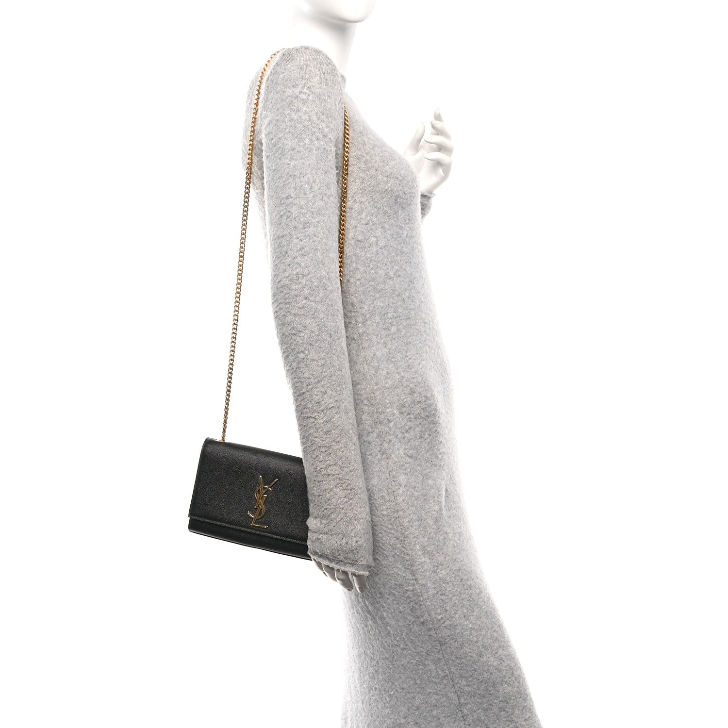 Saint Laurent Grain De Poudre Small Monogram Kate Satchel Black 2 of 12