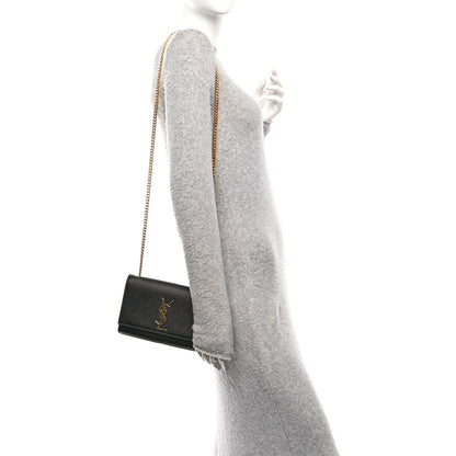 Saint Laurent Grain De Poudre Small Monogram Kate Satchel Black 2 of 12