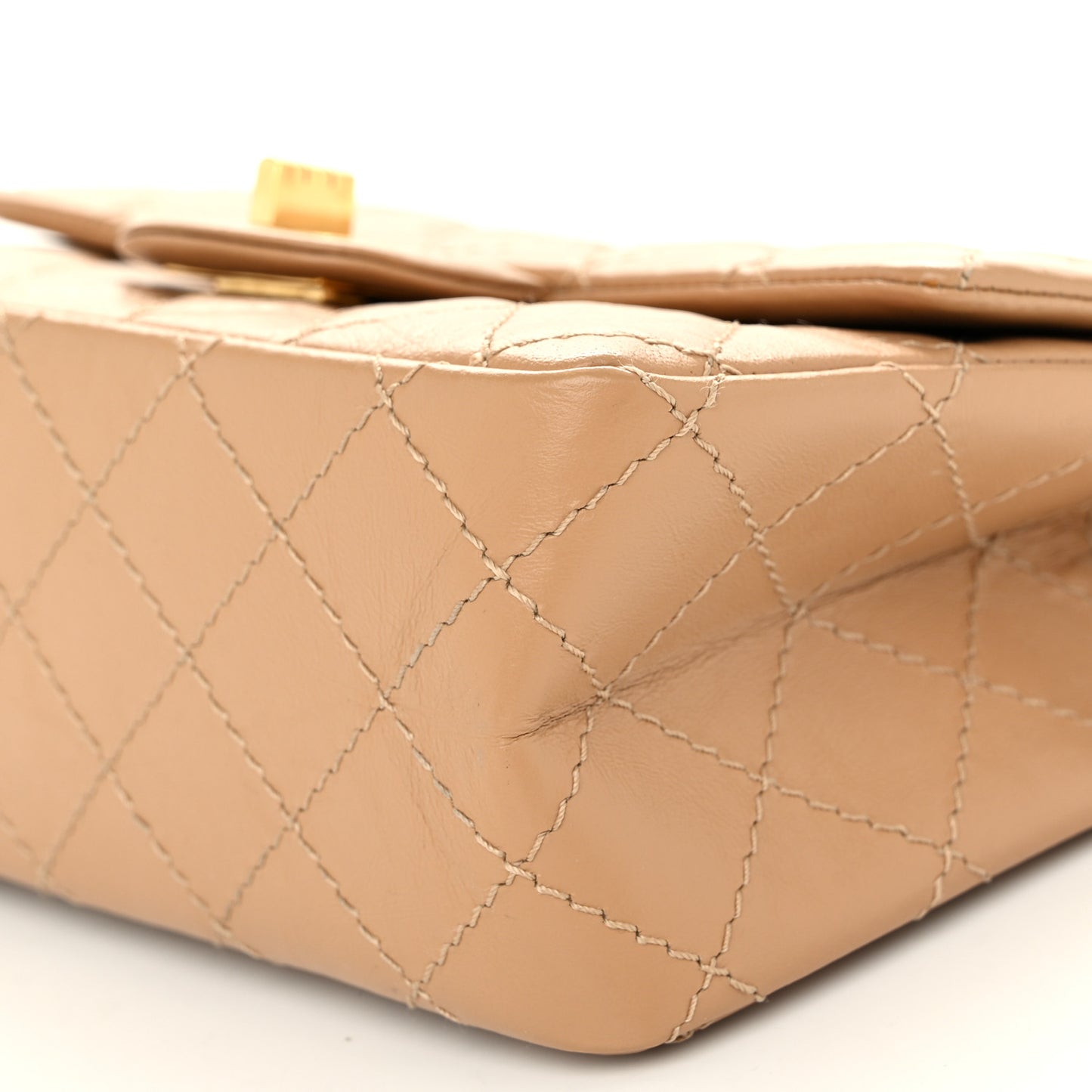 Aged Calfskin Quilted 2.55 Reissue Mini Flap Beige