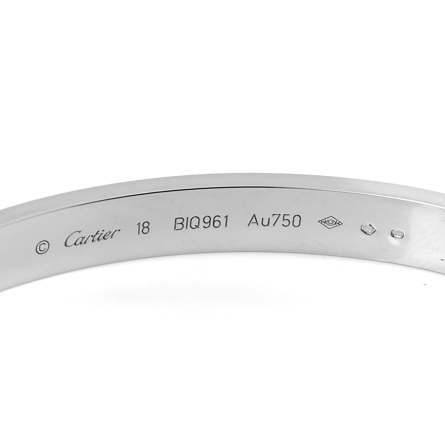 Cartier 18K White Gold LOVE Bracelet 18 4 of 6