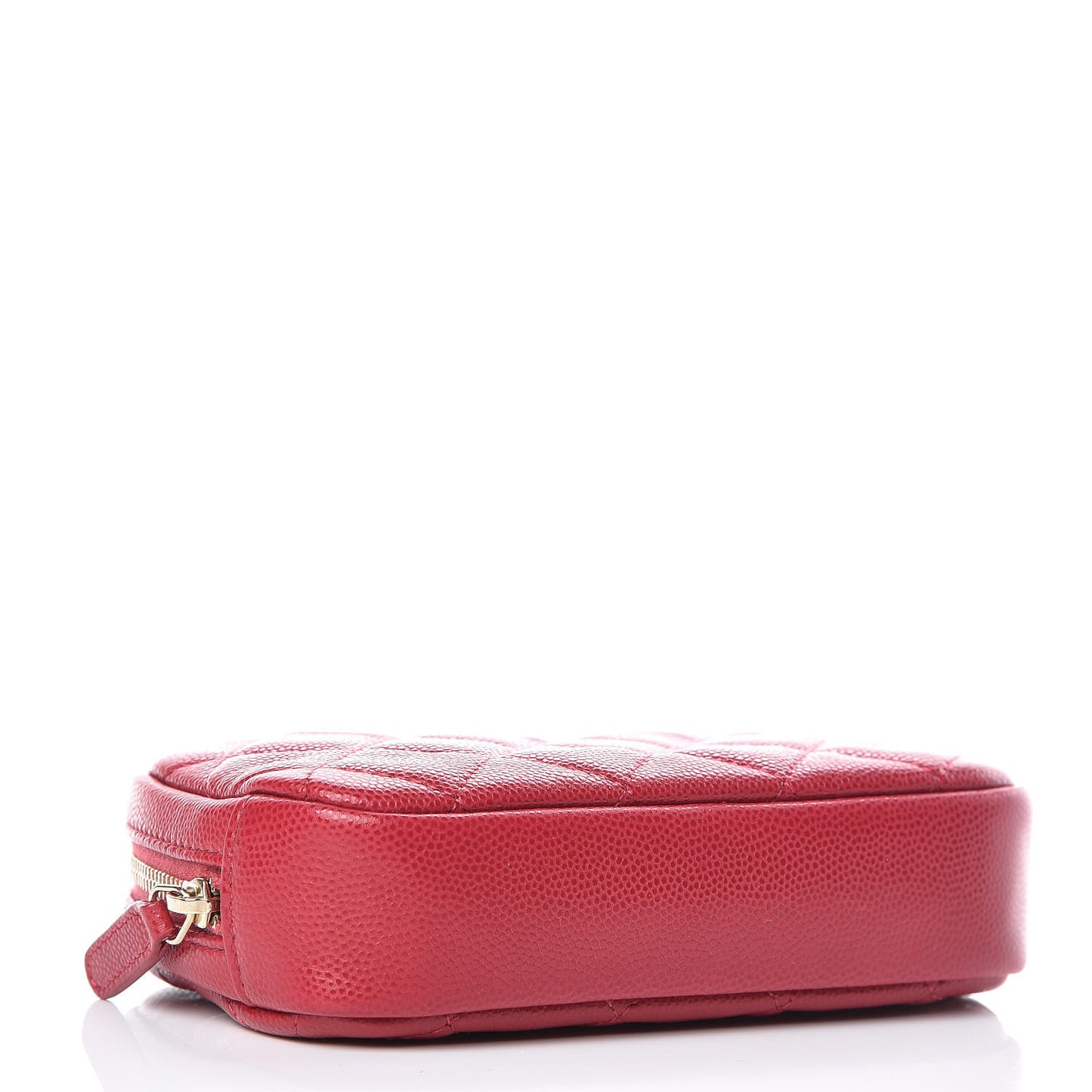 Caviar Quilted Small Curvy Pouch Cosmetic Case Dark Pink