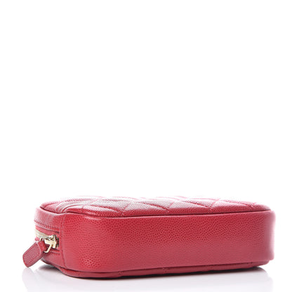 Chanel Caviar Quilted Small Curvy Pouch Cosmetic Case Dark Pink 3 of 10