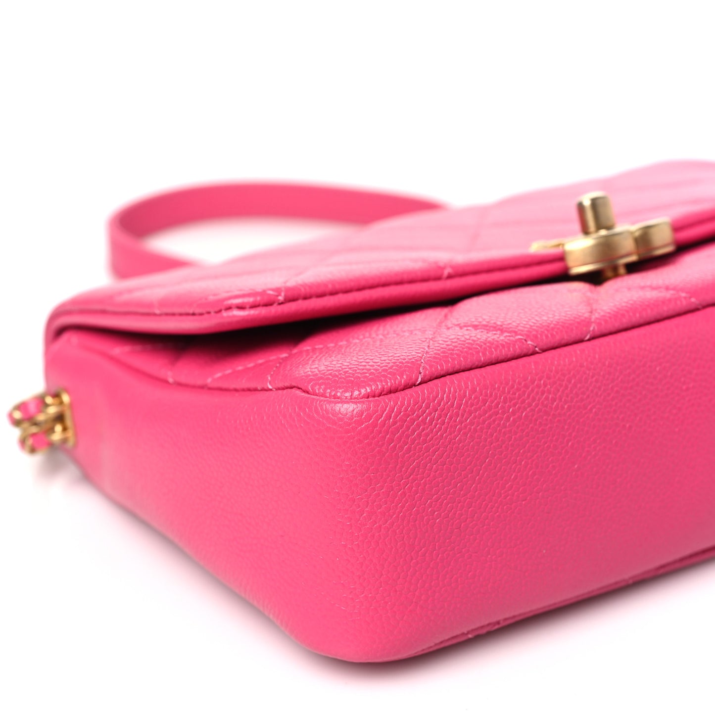 Shiny Caviar Quilted Small Chain Melody Flap Dark Pink