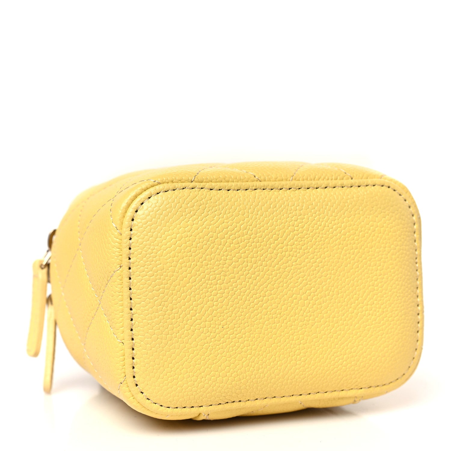 Chanel Caviar Quilted Tiny CC Mini Vanity Case With Chain Yellow 4 of 9