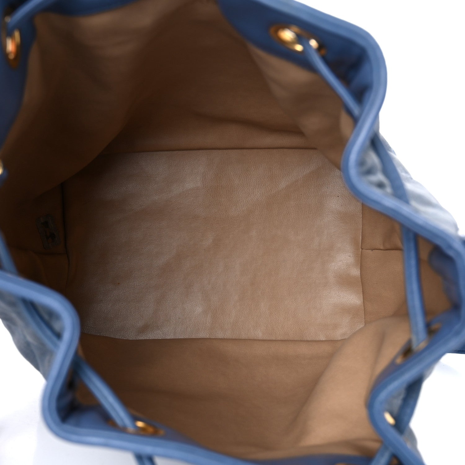 Chanel Canvas Quilted CC Drawstring Bucket Bag Blue 6 of 31