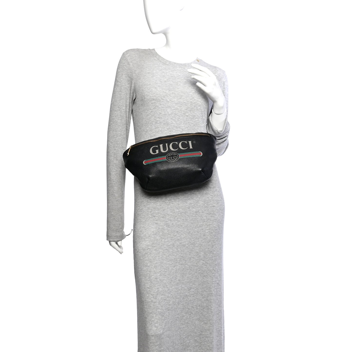 Grained Calfskin Logo Belt Bag Black