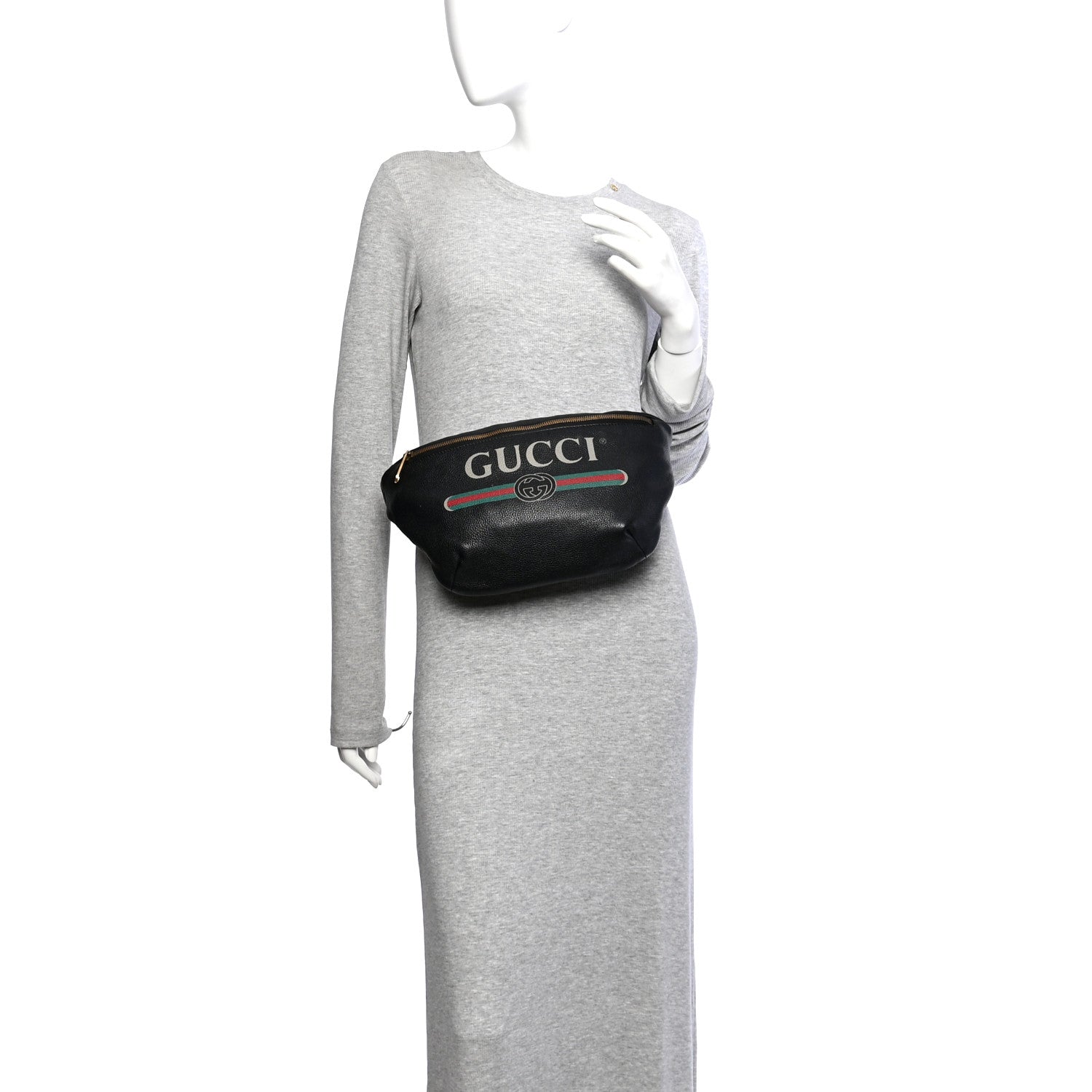 Gucci Grained Calfskin Logo Belt Bag Black 2 of 11