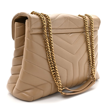 Saint Laurent Calfskin Y Quilted Monogram Medium Loulou Chain Satchel Dark Beige 3 of 12