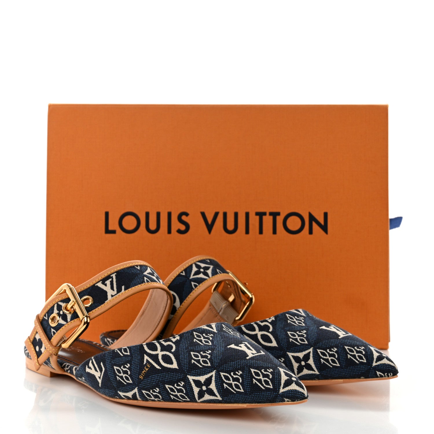 Louis Vuitton Jacquard Since 1854 Sofia Flat Mules 40 Blue 10 of 10