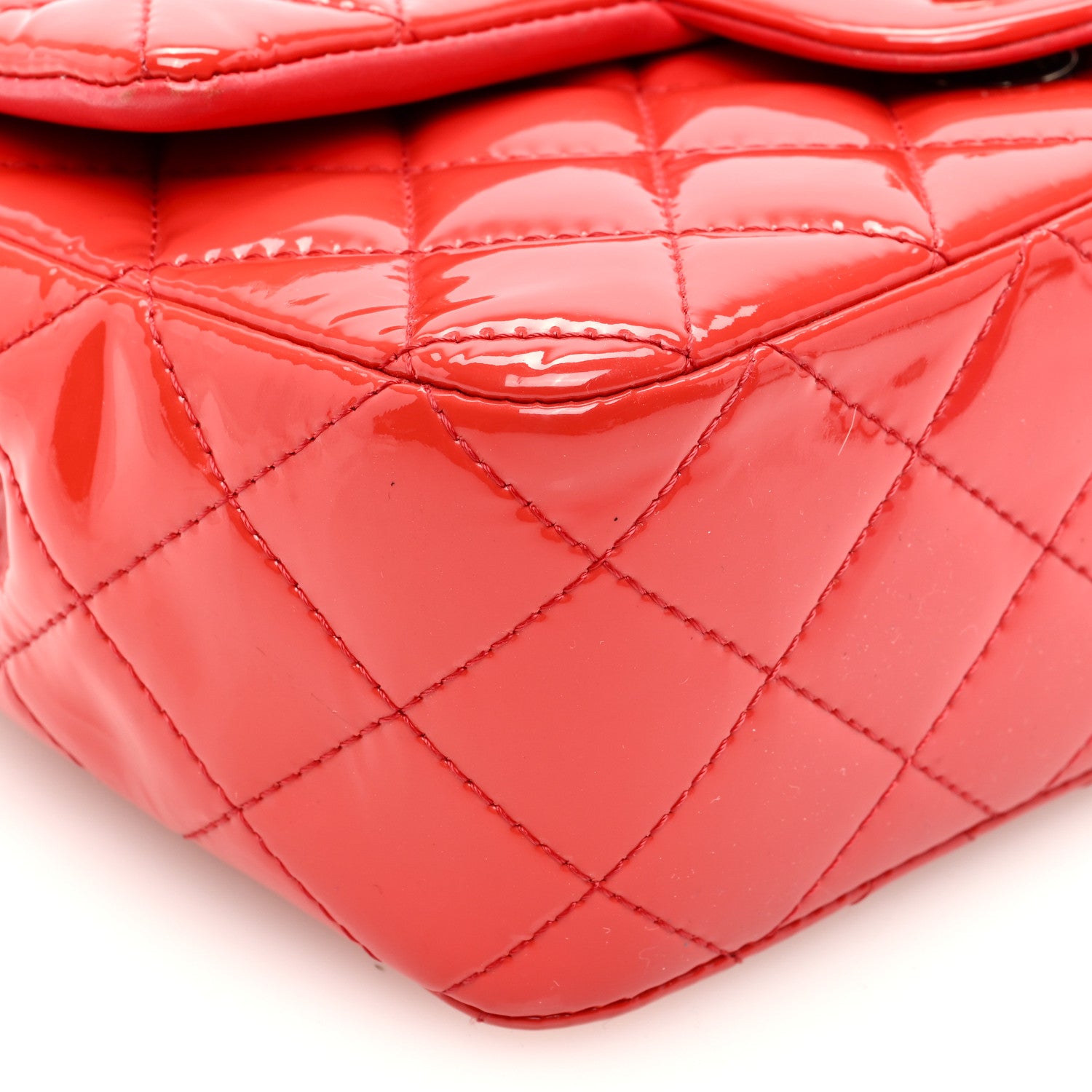 Chanel Patent Calfskin Quilted Mini Rectangular Flap Red 9 of 10