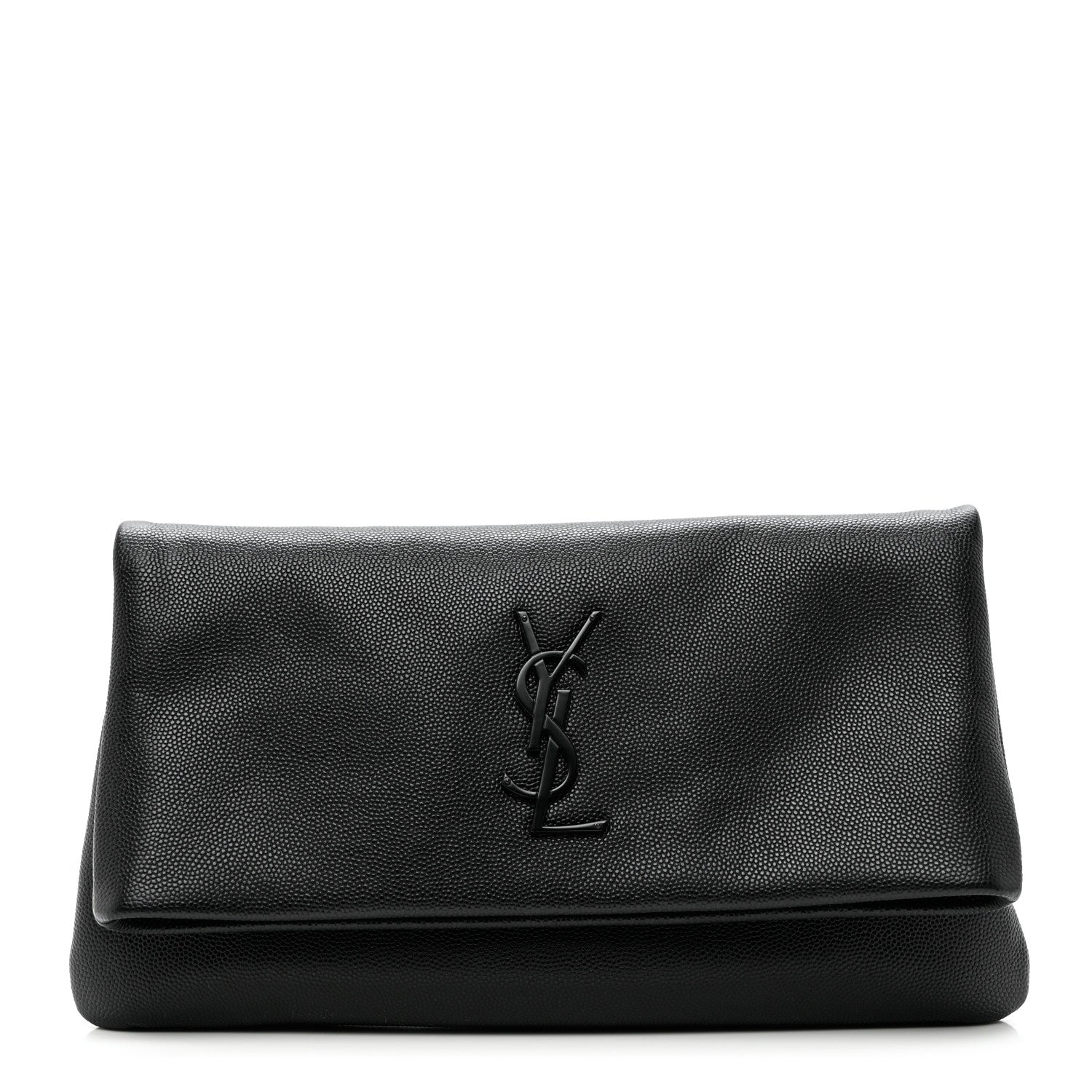 Saint Laurent Grain De Poudre West Hollywood Monogram Fold Over Clutch Black 1 of 5