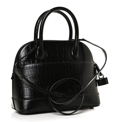 Balenciaga Calfskin Crocodile Embossed S Rivet Ville Top Handle Bag Black 3 of 12
