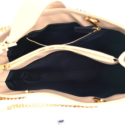 Saint Laurent Grain De Poudre Matelasse Chevron Monogram Shopping Bag Nude Powder 5 of 11
