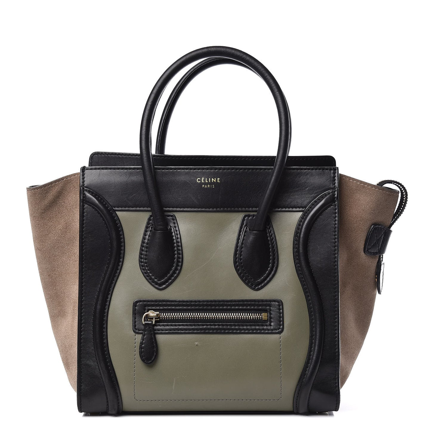 Satin Calfskin Suede Micro Tri-Color Luggage Almond