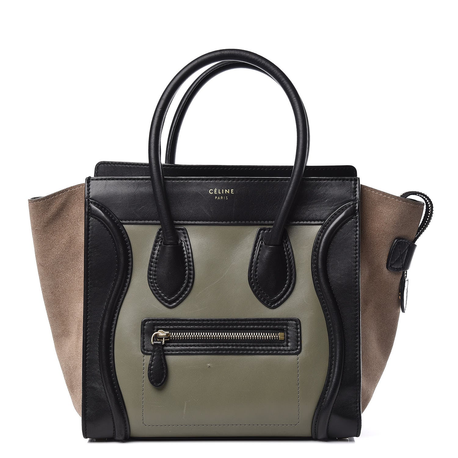 Celine Satin Calfskin Suede Micro Tri-Color Luggage Almond 1 of 15