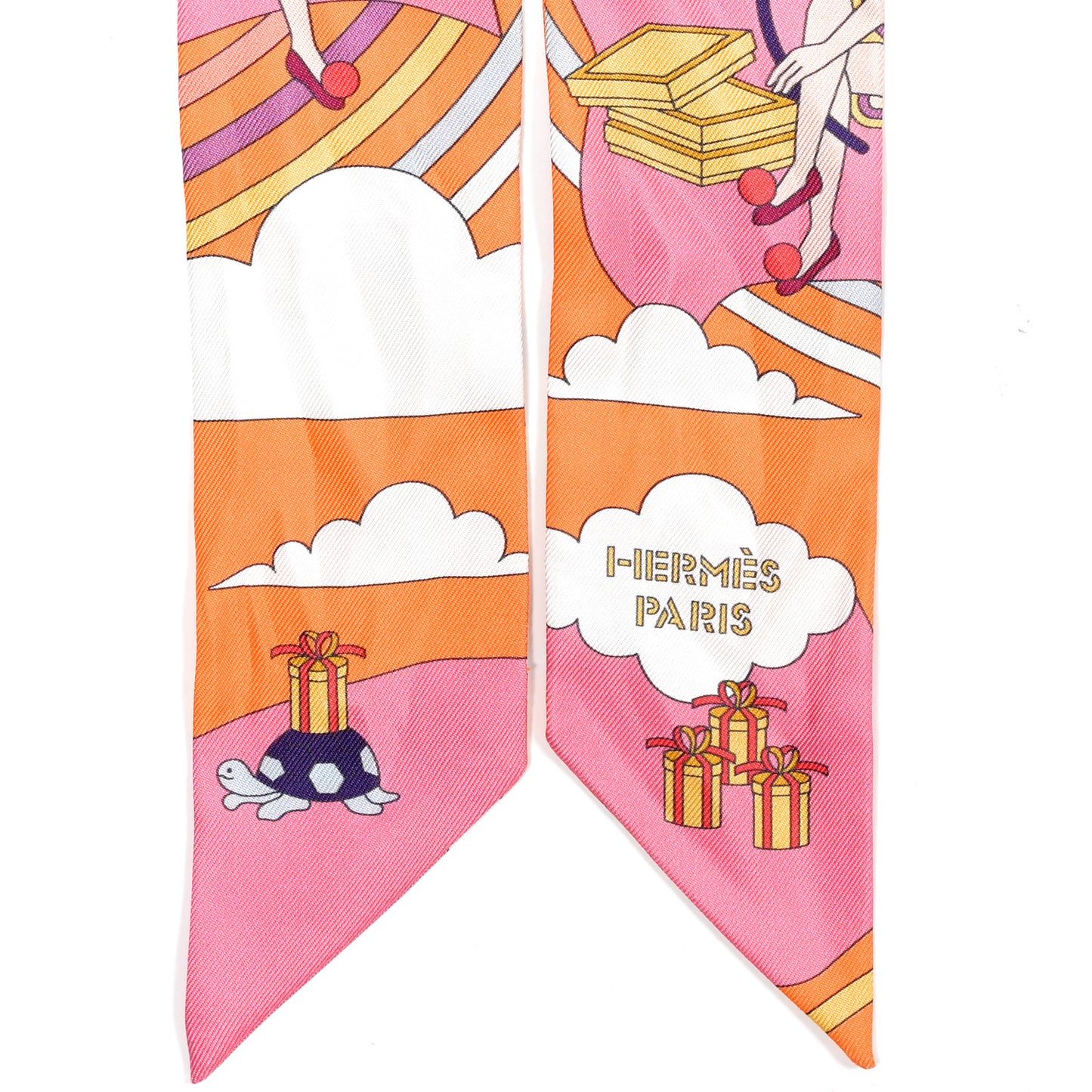 Silk Carres Volants Twilly Orange Rose Malaba