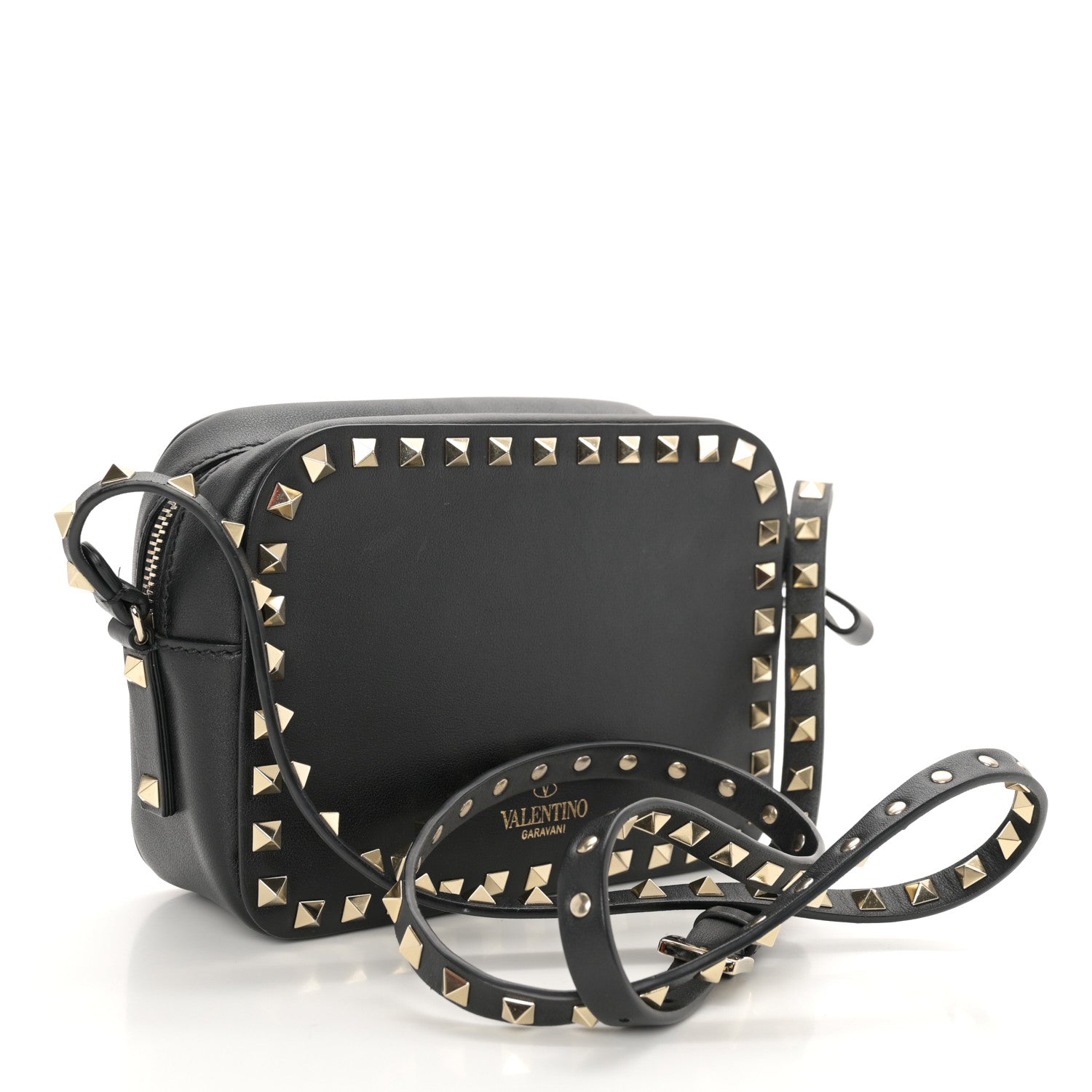 Valentino Garavani Calfskin Rockstud Camera Crossbody Bag Black 3 of 11