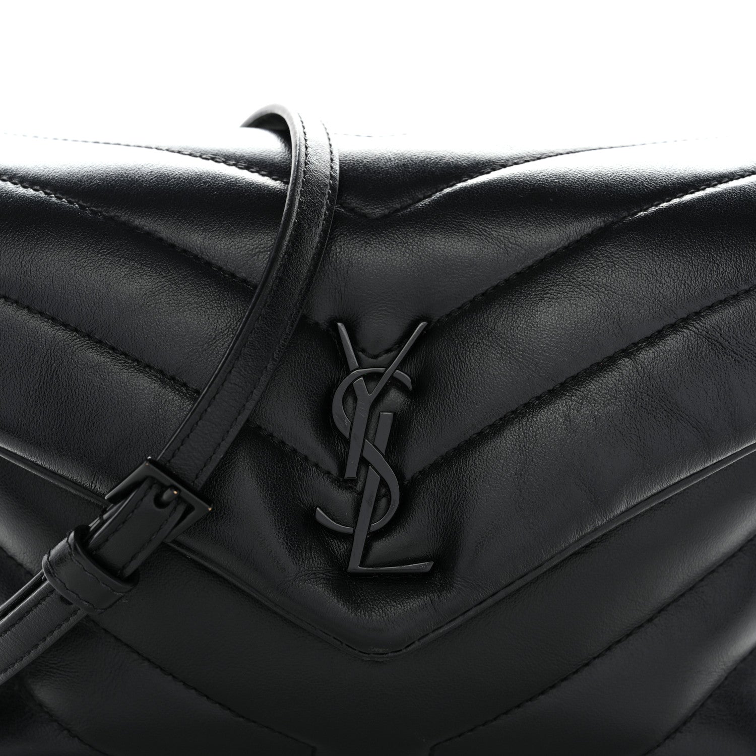 Saint Laurent Calfskin Y Quilted Monogram Monochrome Toy Loulou Crossbody Bag Black 8 of 10