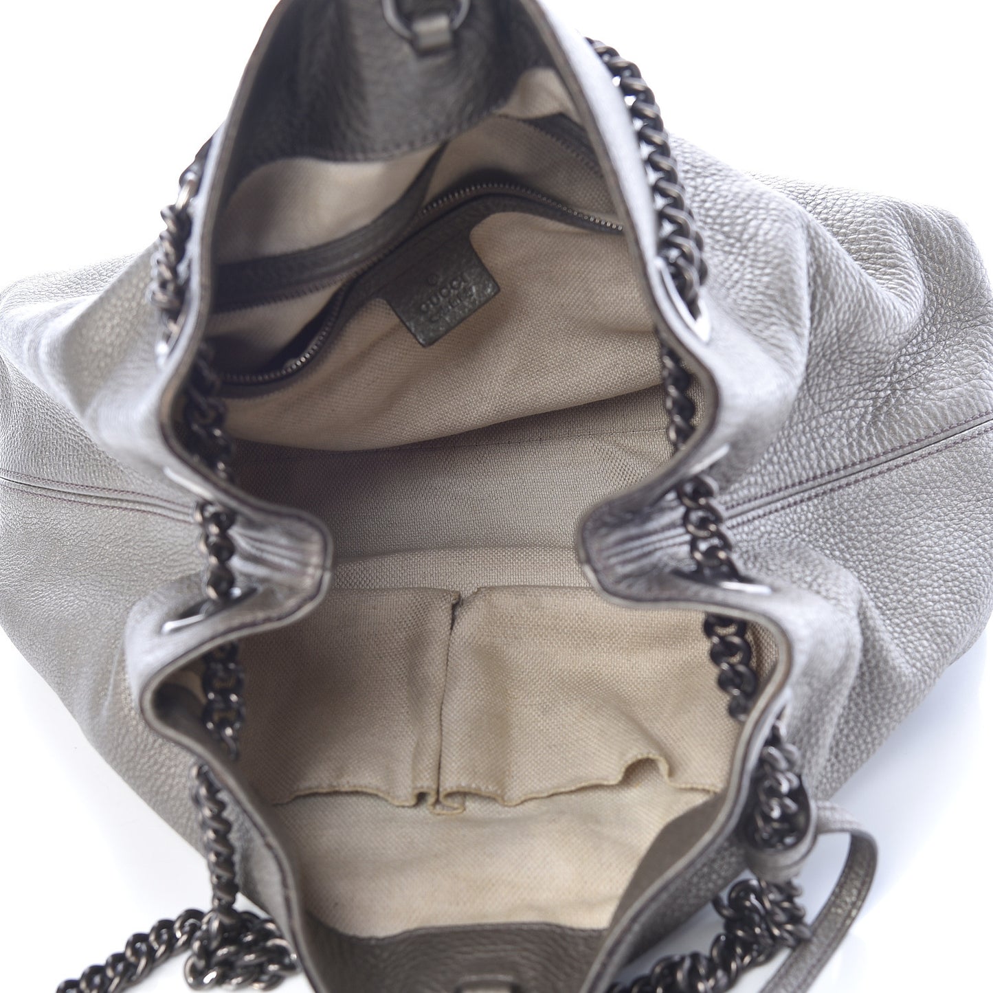 Metallic Pebbled Calfskin Medium Soho Chain Shoulder Bag Sasso