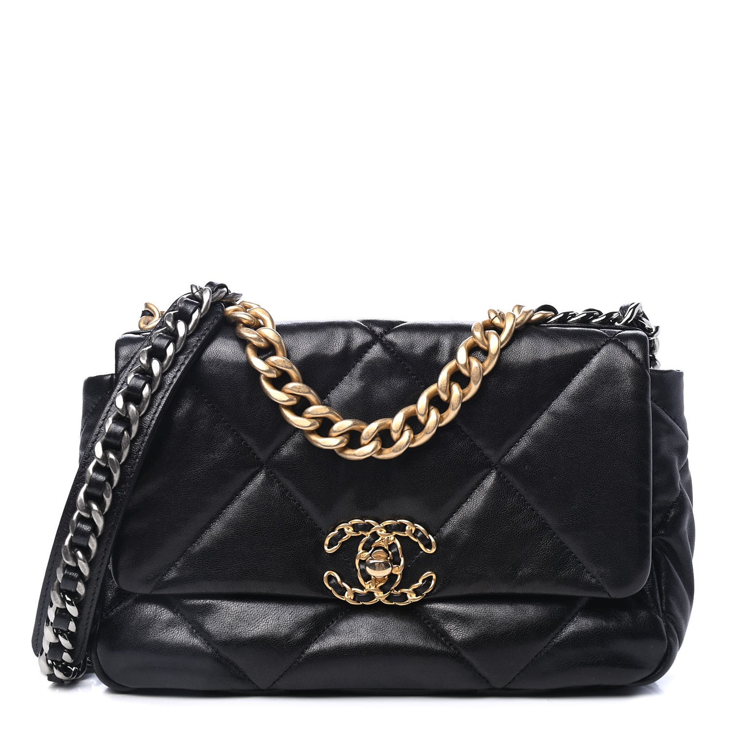 Goatskin Quilted Medium Chanel 19 Flap Black