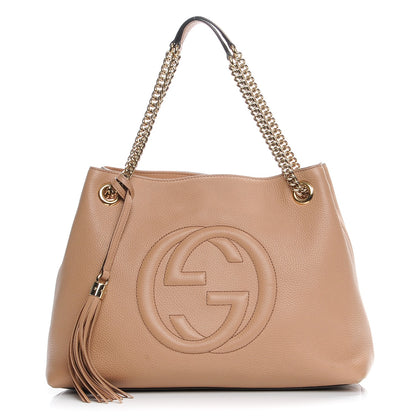 Gucci Pebbled Calfskin Medium Soho Chain Shoulder Bag Rose Beige 1 of 9