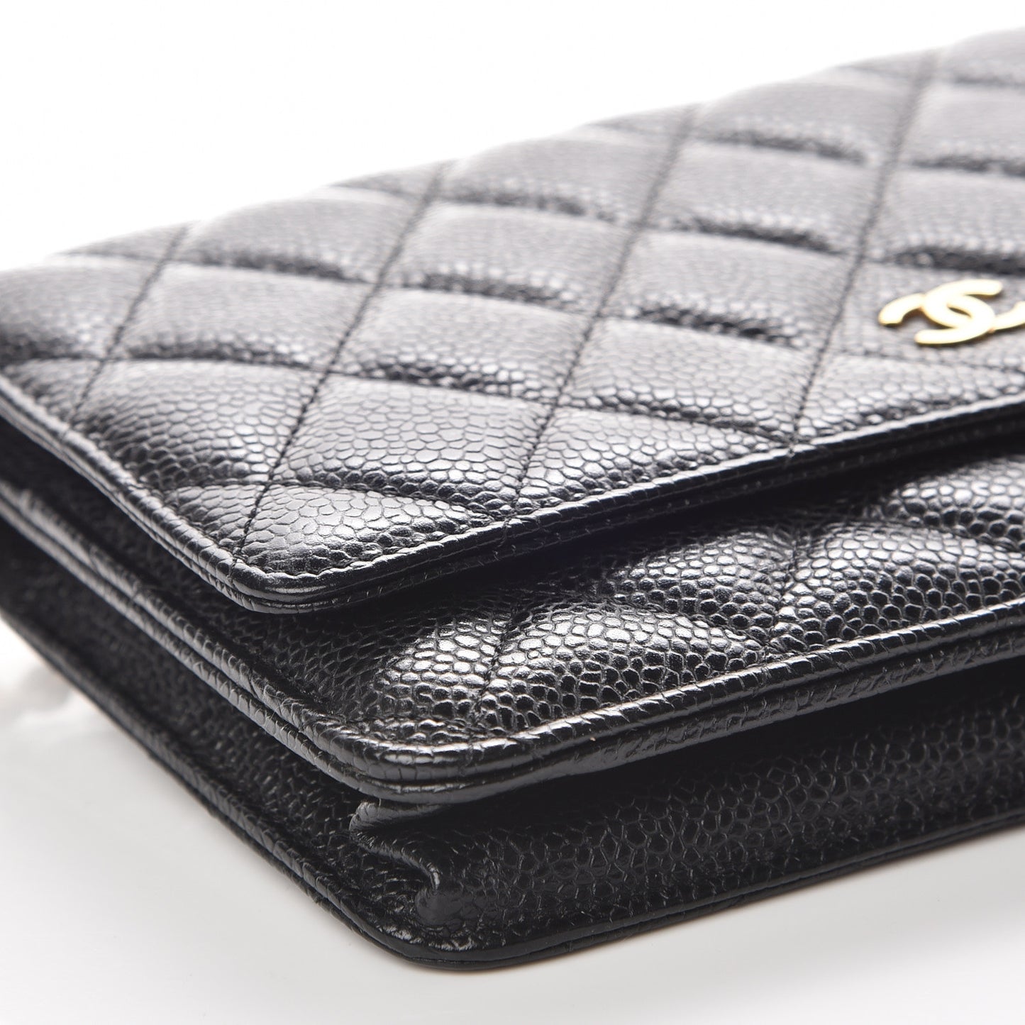 Caviar Quilted Wallet On Chain WOC Black