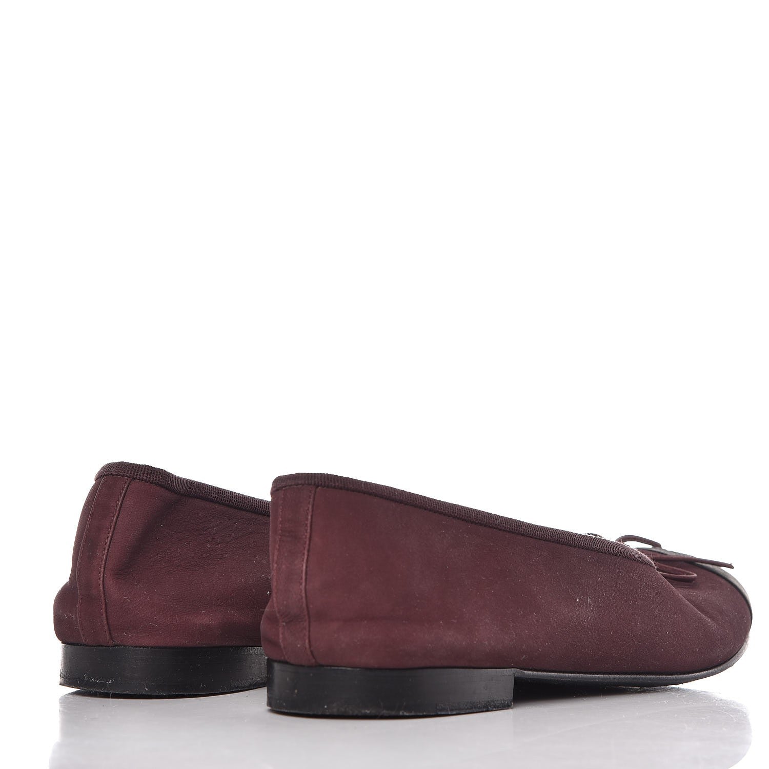Chanel Nubuck Cap Toe CC Ballerina Flats 41 Burgundy Black 4 of 13