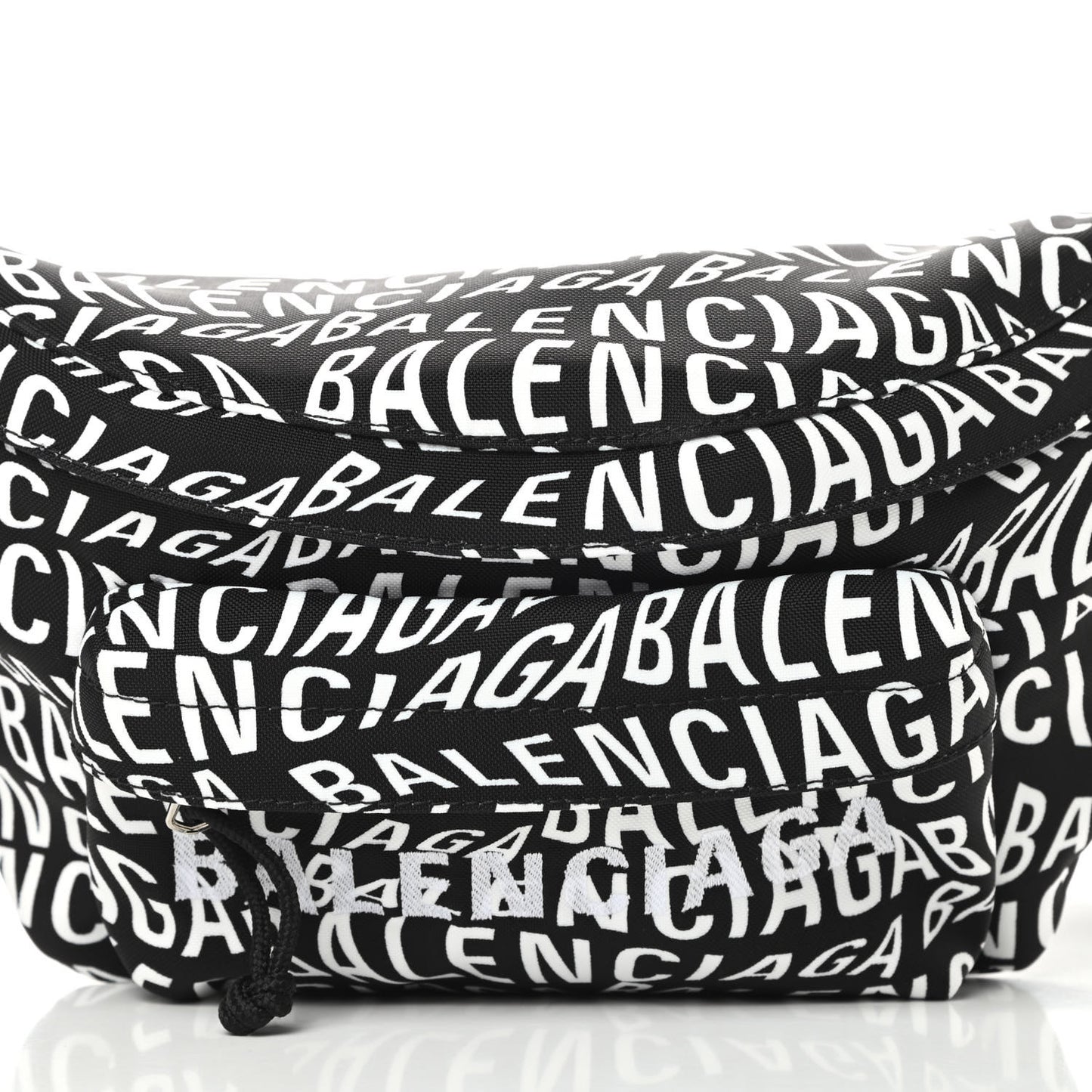 Nylon Wave Logo Print Wheel Beltpack Black White