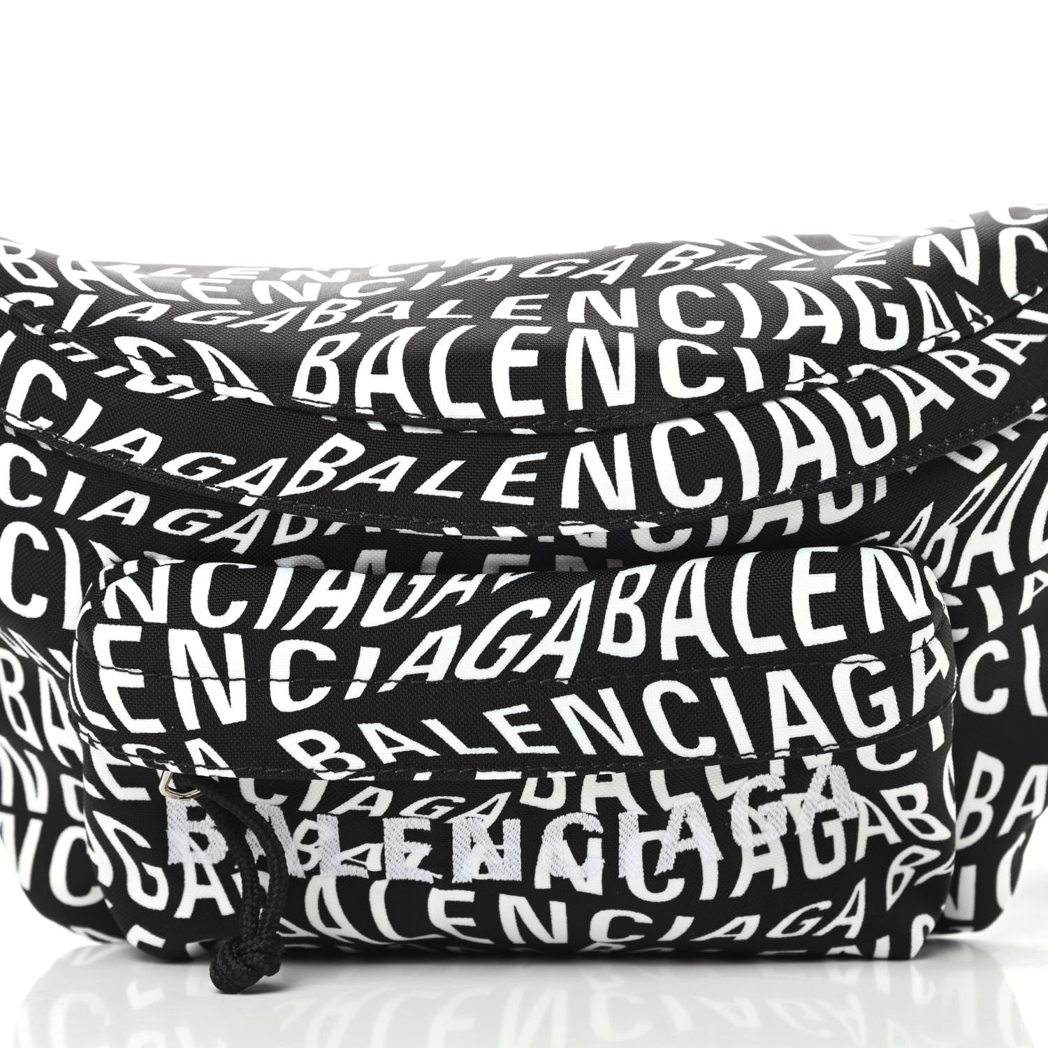 Balenciaga Nylon Wave Logo Print Wheel Beltpack Black White 8 of 10