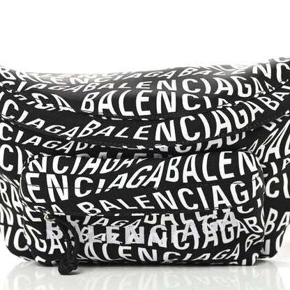 Balenciaga Nylon Wave Logo Print Wheel Beltpack Black White 8 of 10