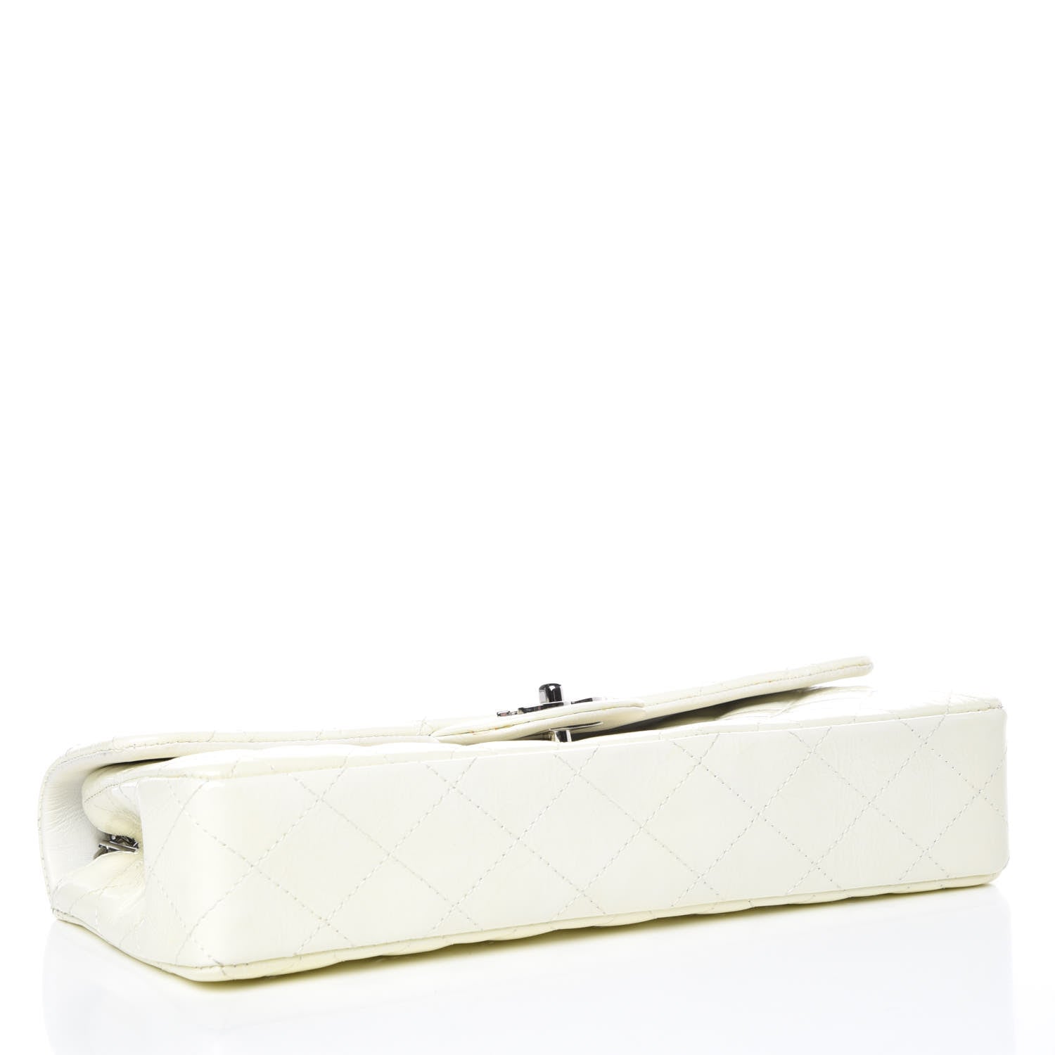 Chanel Distressed Patent Calfskin Quilted East West Flap White 4 of 16
