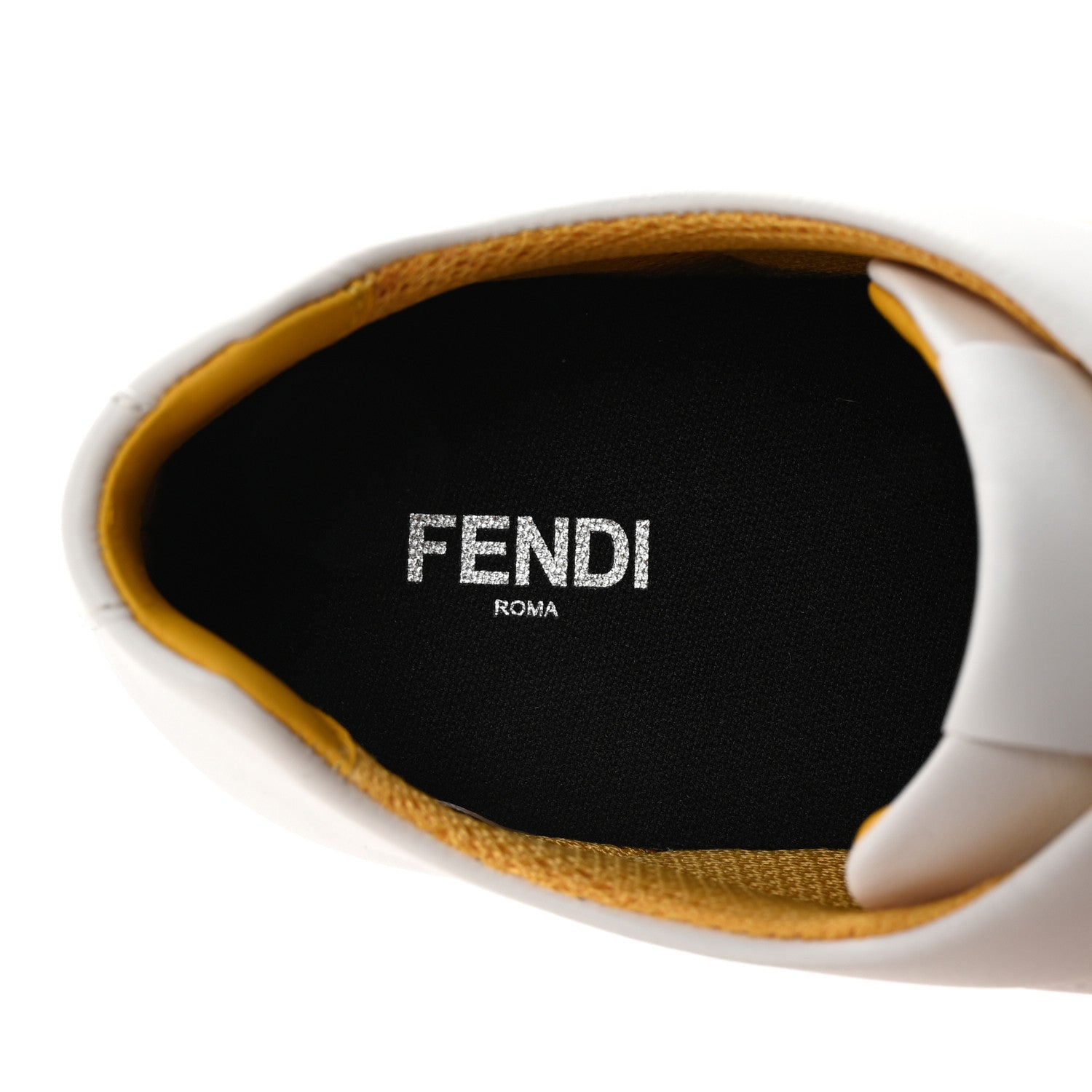 Fendi Calfskin Bugs Eye Print Mens Low Top Sneakers 9 White Giallo Black 8 of 10