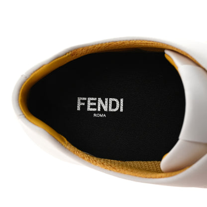 Fendi Calfskin Bugs Eye Print Mens Low Top Sneakers 9 White Giallo Black 8 of 10