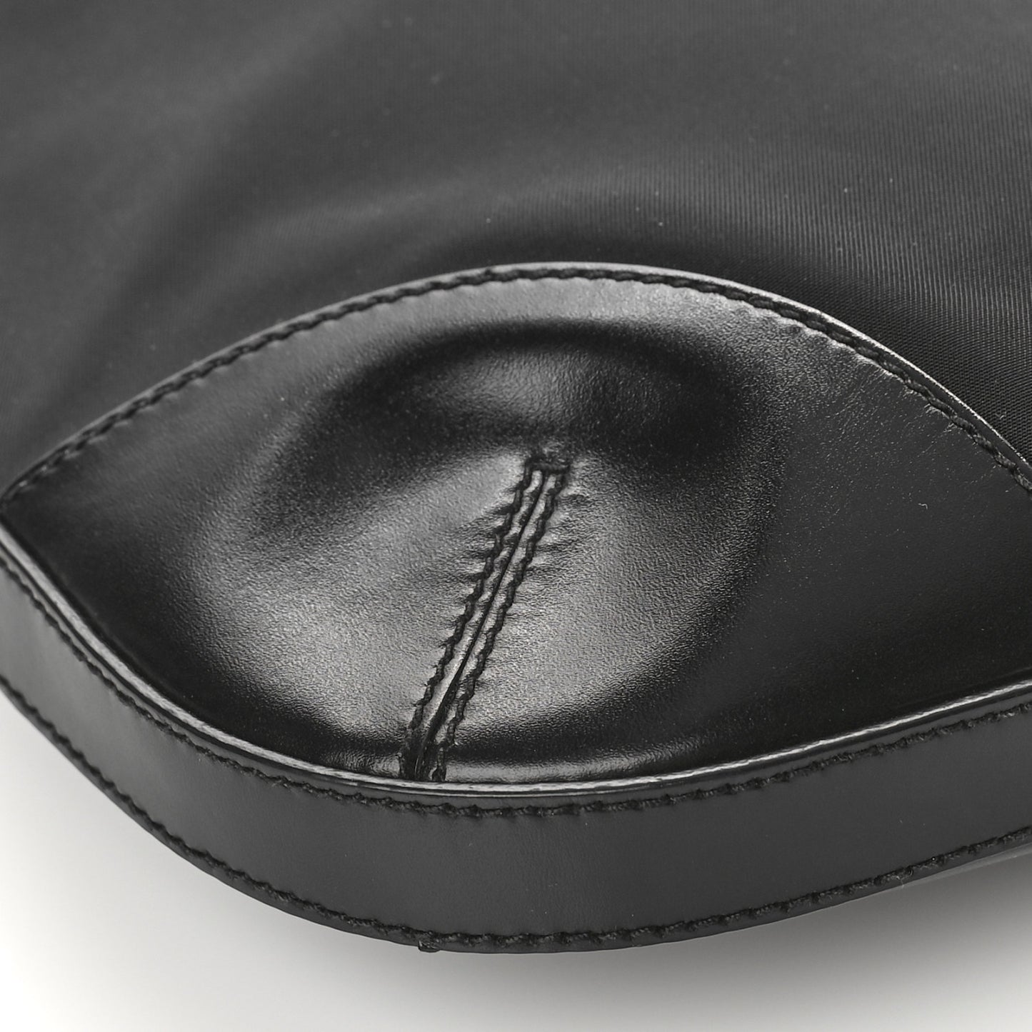 Tessuto Nylon Calfskin Flat Messenger Bag Black