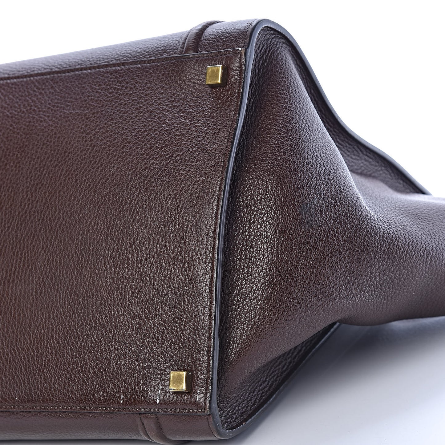 Shiny Grained Calfskin Medium Phantom Luggage Brown