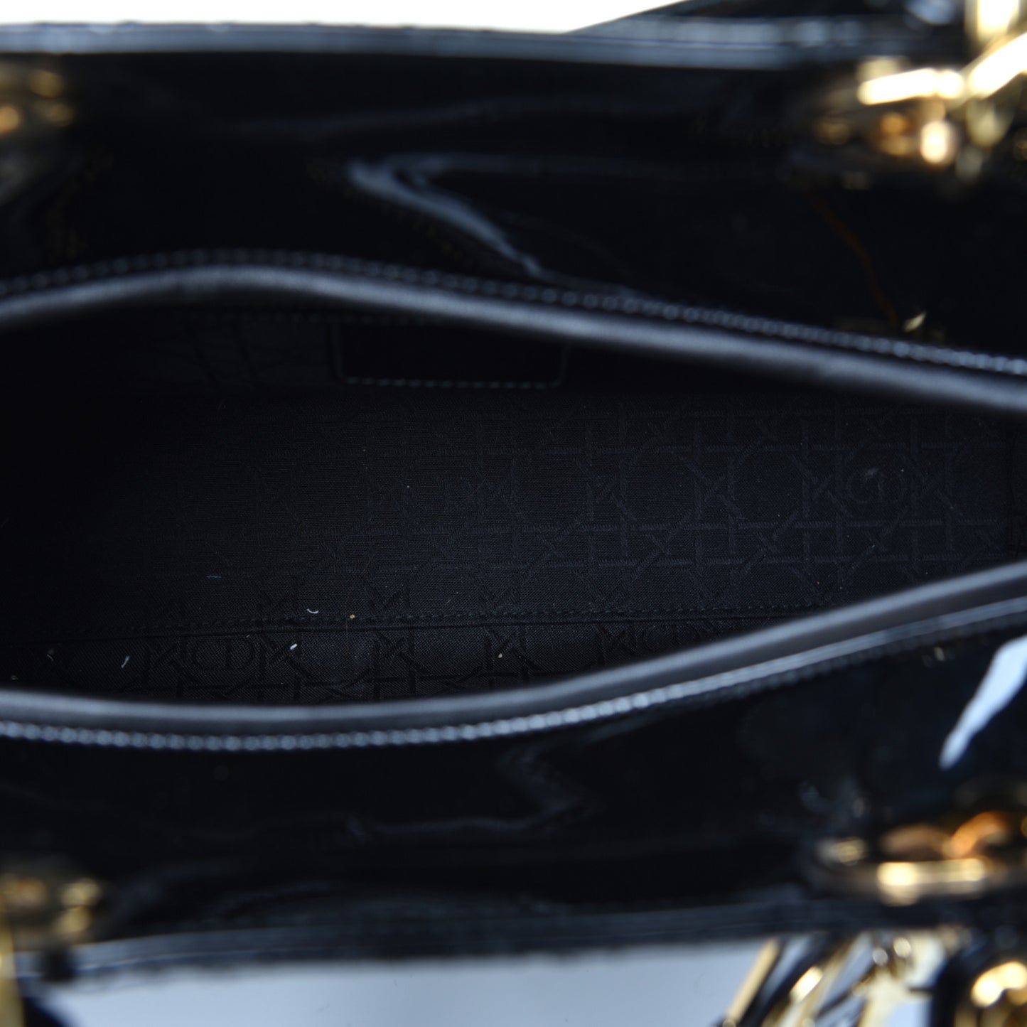 Patent Cannage Large Lady Dior Black