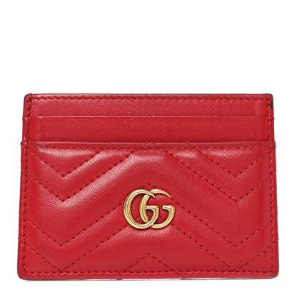 Gucci Calfskin Matelasse GG Marmont Card Holder Hibiscus Red 1 of 8