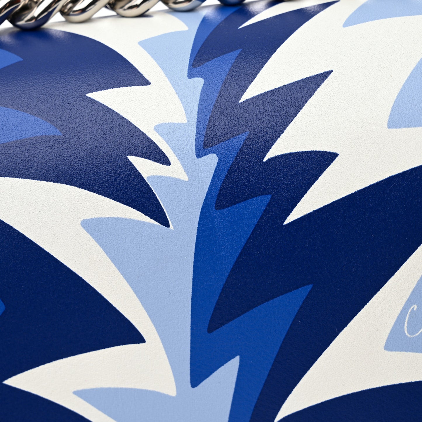 Printed Calfskin Medium Boy Flap Blue White